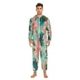 thumbnail image 3 of 1 Piece Adult Onesie Pajamas Cozy & Loose-Fit Sleepsuit Loungewear with Pockets Pink Abstract Floral Patterns Large, 3 of 7
