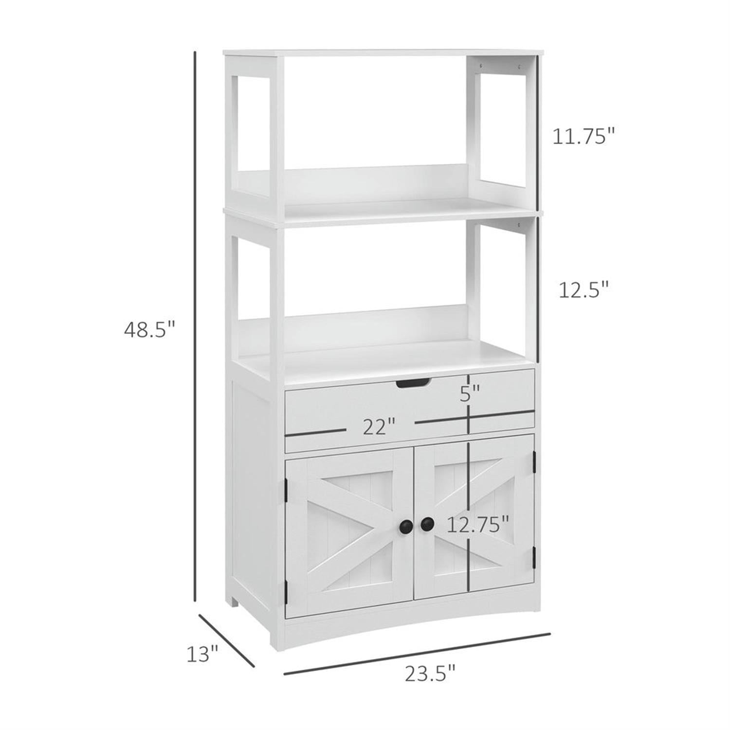 Demi Bonn 48" Farmhouse Bathroom Floor Cabinet, Freestanding Linen Storage Cabinet with Shelf and Drawer, for Living room, Entryway, Kitchen, White