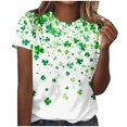 thumbnail image 2 of LEKWK Womens Graphic T Shirts Cute Bunny Leprechaun Crew Neck St Patricks Day Shirt Rabbit Holding Clover Print Short Sleeve Holiday Tee, 2 of 7