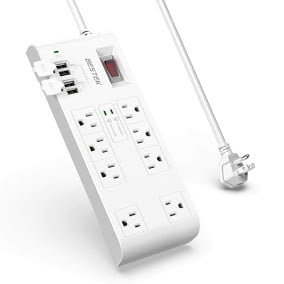 15W Nekteck Travel Power Strip/Surge Protector Flat Wall Plug with 3 AC Outlets 