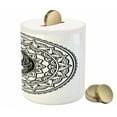 thumbnail image 3 of Ying Yang Piggy Bank, Ornate with Lace Style Blossom Patterns Inspirational Far Eastern Print, Ceramic Coin Bank Money Box for Cash Saving, 3.6" X 3.2", Black White, by Ambesonne, 3 of 4