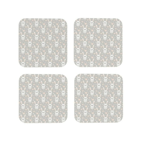 

Tideii Rabbit And Heart for Leather Coasters 4 Pieces Anti-fouling and Anti-scalding Decorative Coasters Suitable for Restaurants Kitchens Coffee Shops-Square
