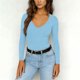 thumbnail image 2 of TaTaai Silky V-Neck Long Sleeve Top, Women's Soft Solid Pullover Blouse, Elegant Spring Summer Casual Wear, Suitable for Office, Party, Dating, and Vacation Outfits Gift, 2 of 9
