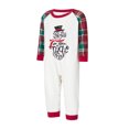 thumbnail image 4 of Michellecmm Christmas Family Pajamas Matching Set Snowman Print Raglan Sleeve Tops and Elastic Plaid Pants Loungewear Soft Sleepwear, 4 of 10