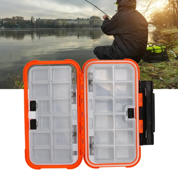 Fishing Tackle Box, Double Lock Space Adjustment Fishing Hook Case  Waterproof Multi Compartments Plastic For Outdoor Activity