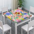 thumbnail image 3 of Pioneer Flower Floral Print Pattern Square Fitted Tablecloth with Elastic Edge,Square Table Cover,Washable Elastic Table Cover for Home Kitchen Party Decor 34"x34", 3 of 6
