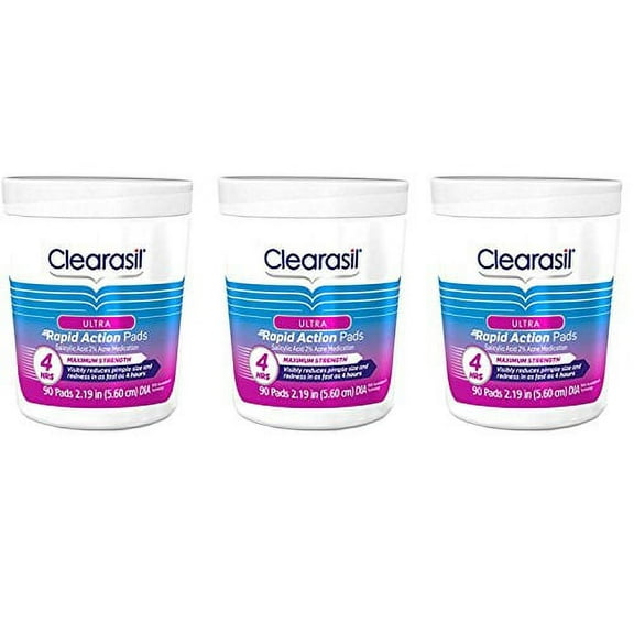 Clearasil Ultra Rapid Action Facial Cleansing Pads (Pack of 3)