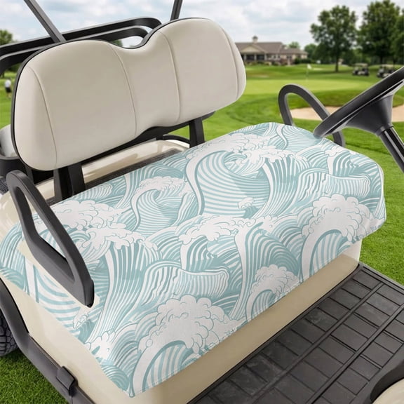 Golf Cart Seat Covers for 2 Seater,Turquoise Ocean Waves Soft Microfiber Cart Seat Towel Blanket,Moire Seaside Abstract Art Absorbent Breathable Non Slip Bench Seats Protector for Golf Course 51"x31"