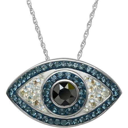 Luminesse Swarovski Element Sterling Silver Evil Eye Pendant, 18