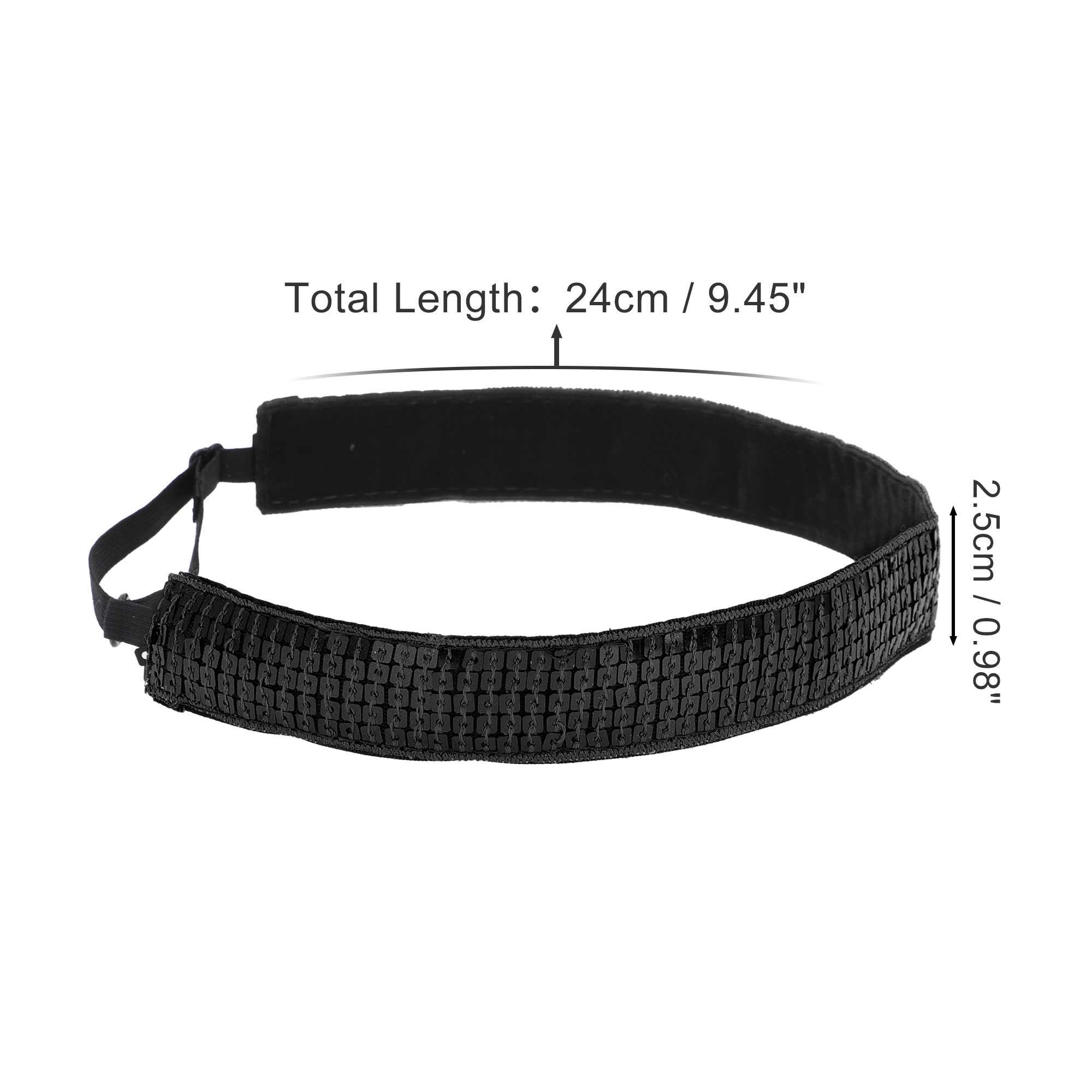 Unique Bargains Adjustable Sequins Headbands 1 Pc Black