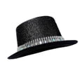 thumbnail image 5 of Mens Straw Hat - Cowboy Hat With And Crystal For Party Jazz Celebration Headwear,Black,One Size, 5 of 6