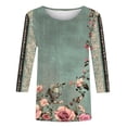 thumbnail image 4 of Inleife New Arrivals Fashion Women's Printed Blouses Three-Quarter Sleeve T-Shirt Round-Neck Top, 4 of 5