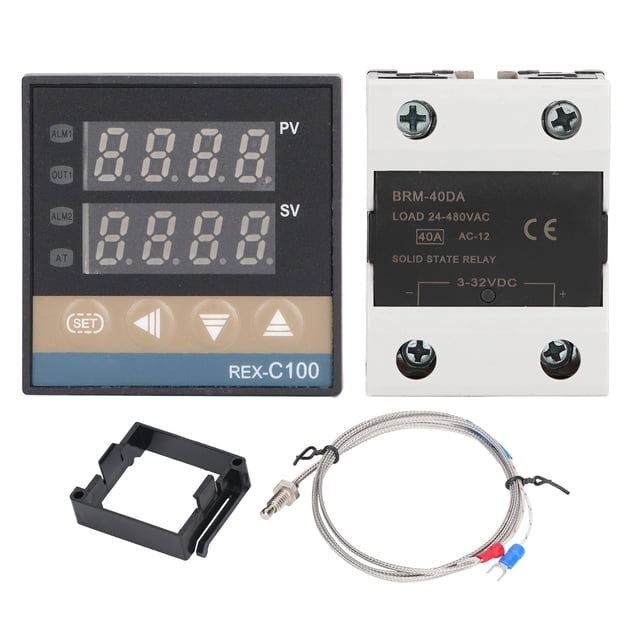 Juego de controlador de temperatura del termostato PID 0-400 ℃ Controlador de temperatura del termostato con termopar de relé 100-240V 40A