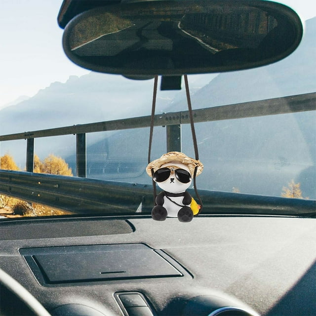 unbranded 2Ud Adorno Colgante Panda Creativo Para Espejo Retrovisor Accesorio Multi Color