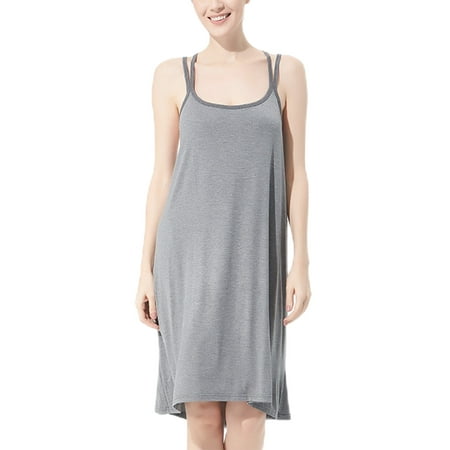 

Glonme Ladies Solid Color Nightwear Sleepwear Comfy Nightshirt Nightgowns Irregular Hem Sleeping Nightdress Pajama