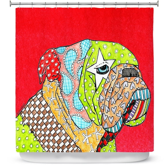 Shower Curtains 70" x 84" from DiaNoche Designs by Marley Ungaro - English Bulldog Red