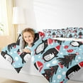thumbnail image 4 of Manfei Funny Penguin Queen Comforter Set for Kids Boys Girls, Kawaii Christmas Animal Bedding Sets, Cartoon Xmas Tree Bedding Comforter Set, Breathable Home Decor, Reversible 3-Piece, 4 of 8
