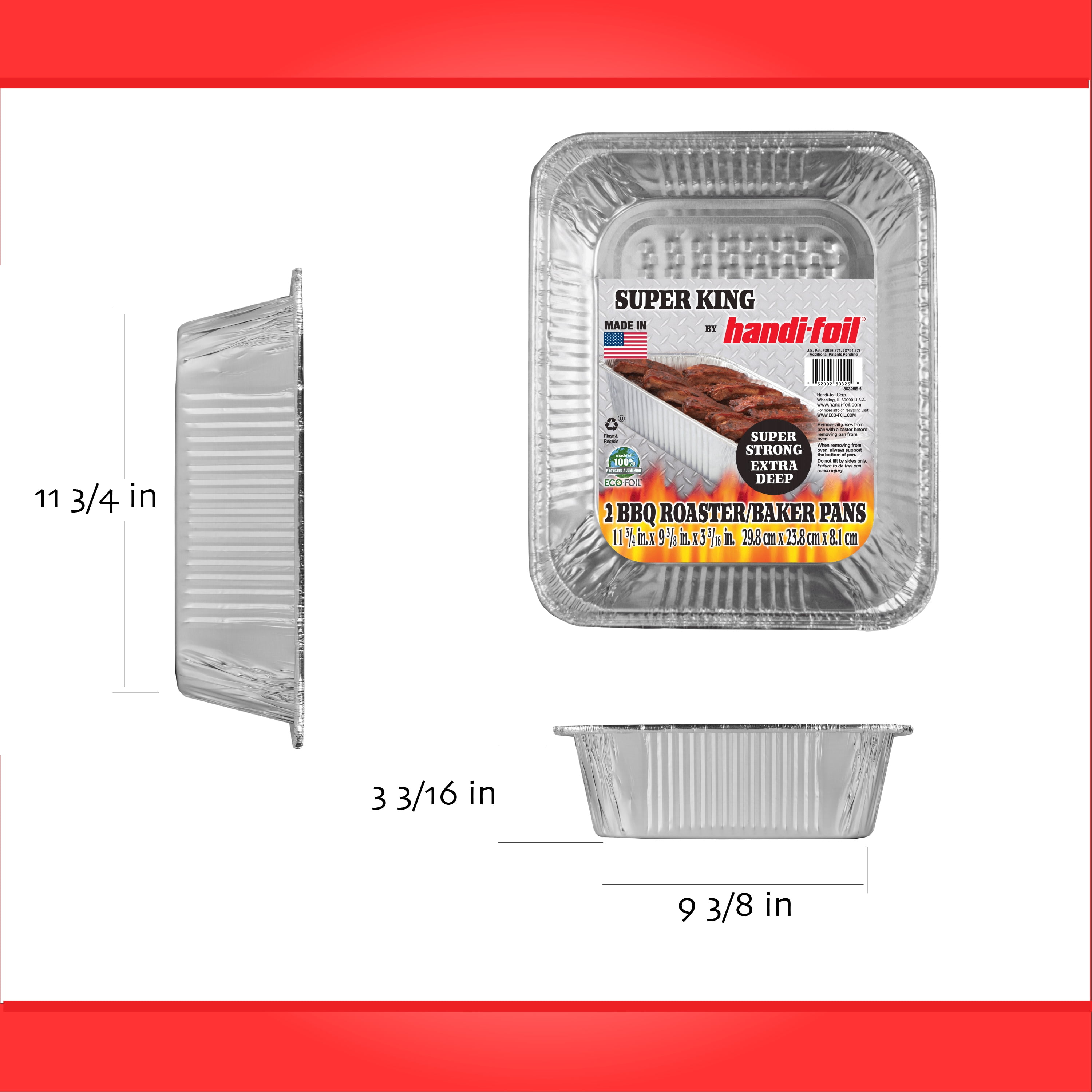 Handi-Foil Extra Deep Aluminum Super King Roaster Pan, 17.13x12.63x4.25  1 piece count 