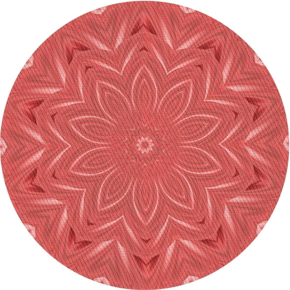 Ahgly Company Machine Washable Indoor Round Transitional Red Area Rugs, 7' Round