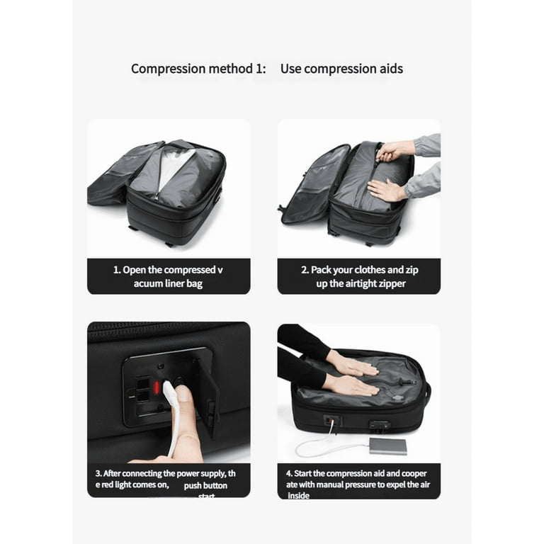 Backpack, travel backpack, 60L large capacity backpack, backpack with vacuum compression system, waterproof oxford cloth, TSA lock, 17 inch computer backpack, black - Walmart.com Backpack, travel backpack, 60L large capacity backpack, backpack with vacuum compression system, waterproof oxford cloth, TSA lock, 17 inch computer backpack, black - Walmart.com
