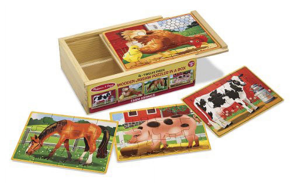 Melissa & Doug Farm 4-in-1 Wooden Jigsaw Puzzles in a Storage Box (48 pcs total) - image 3 of 3