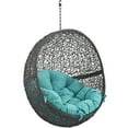 thumbnail image 4 of Modern Contemporary Urban Design Outdoor Patio Balcony Swing Chair, Blue, Rattan, 4 of 5