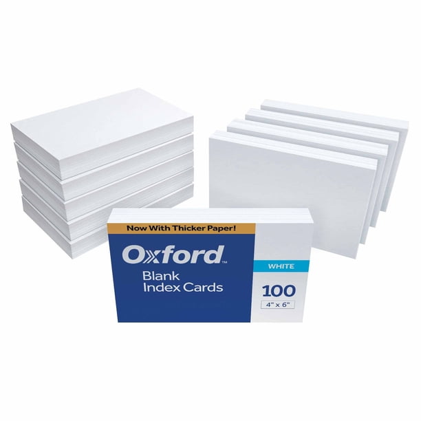 Tarjetas de índice Oxford Blank de 10 x 15 cm, blancas, 10 paquetes de 100