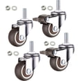 thumbnail image 1 of Ruedas giratorias para carrito de la compra de 1,5 pulgadas, ruedas giratorias de goma suave TPE M8x con vástago roscado (2 con frenos), juego de 4, 1 of 5