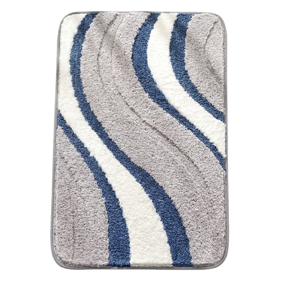 Soft Bath Mats, Luxury Absorbent Non-Slip Shower Rugs with Modern Pattern Design for Bathroom White 32" x 20"