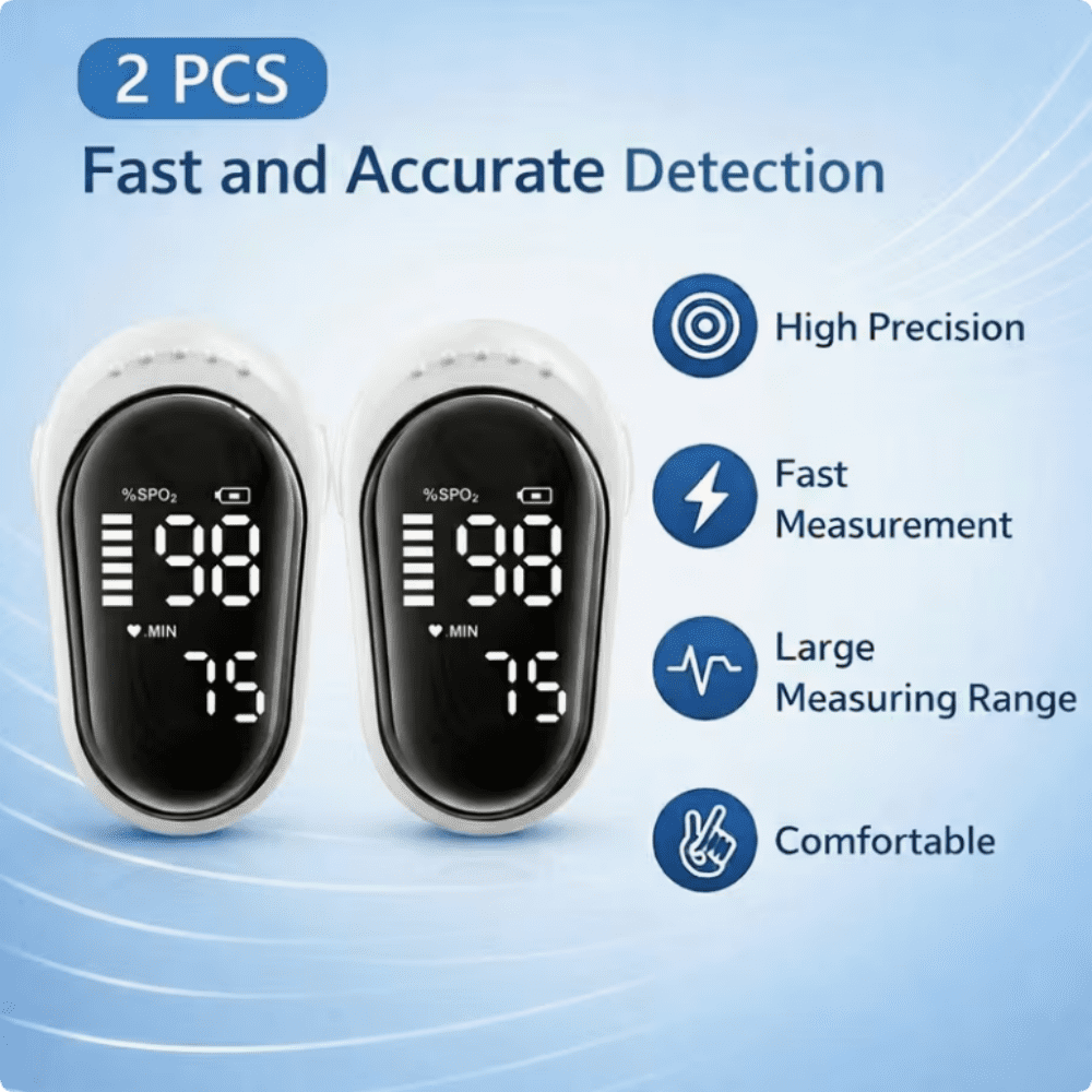 Fingertip Blood Oxygen Monitor, Rechargeable, LED Digital Display, Portable Single Finger Health Tracker