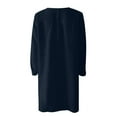 thumbnail image 4 of Jinhomg Cotton Linen Dress for Women Plus Size Comfy Long Sleeve V-Neck Midi Dresses Basic Solid Casual T Shirt Dress Vacation Beach Dress Deal of The Day Dark Blue XXXXXL, 4 of 5