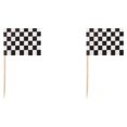 thumbnail image 1 of pitrice 100 Pieces Accessories Racing Toothpicks Flags Markers Mini Muffin Cocktail Fruit Sticks Food Dining black white plaid 2Set, 1 of 6