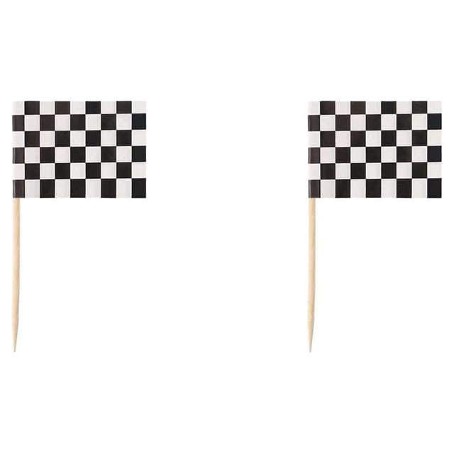 pitrice 100 Pieces Accessories Racing Toothpicks Flags Markers Mini Muffin Cocktail Fruit Sticks Food Dining black white plaid 2Set