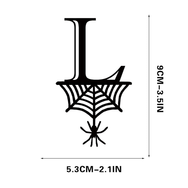 Spider Halloween Decoration Hang Tag Set with 26 Iron Letters 5.3 cm x 9 cm, Black Rope Included