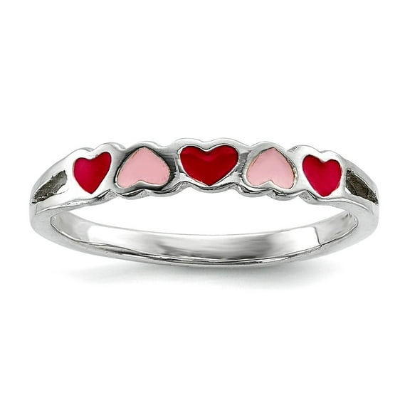 925 Sterling Silver Enameled Love Hearts Ring Size 3 2.75mm Wide <mm Thick Statement Ring