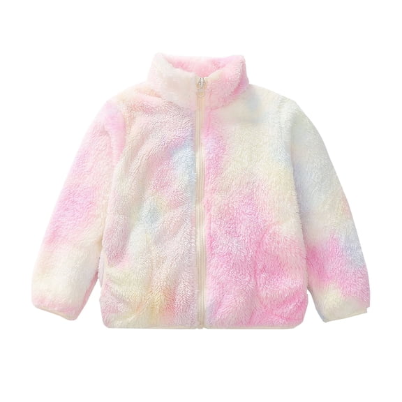 TIREOW Girls and Boys Fleece Jacket Standing Collar Full Zip Long Sleeve Coat Kids Spring Fall Winter Soft Coat Outwear with Pockets