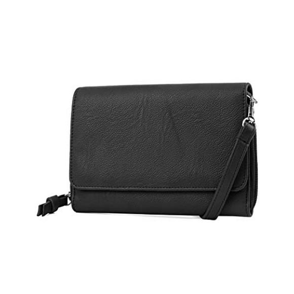 RFID Crossbody Bag For Women Anti Theft Travel Purse Handbag Wallet Vegan Leather Black