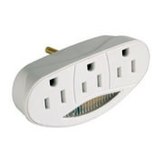 Hyper Tough 3-Outlet Grounded Indoor White Tap with Night Light, 15 Amps
