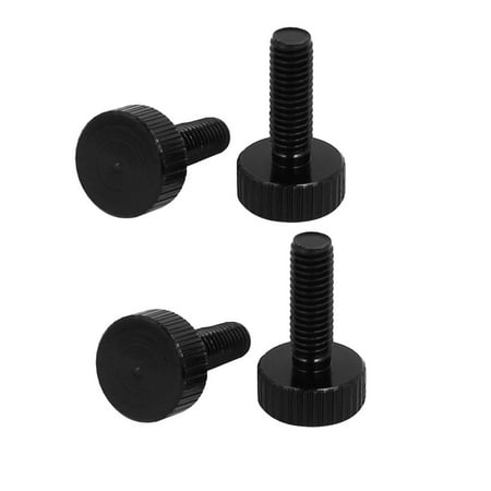

Computer PC Case Aluminum Flat Head Knurled Thumb Screws Black M5x15mm 4pcs