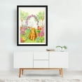 thumbnail image 6 of Cat and White Pickett Fence in Garden - Drawing Cat Floral Garden Animal Whimsical Scenic Flowers Black Framed Wall Art Print 9 x 12 inches, 6 of 7