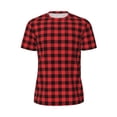 thumbnail image 5 of Wukai Buffalo Plaid Red Black Print Men's Short-Sleeved Mesh T-Shirt,Quick-Dry Short Sleeve Workout T-Shirt-X-Small, 5 of 8