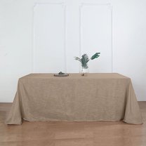 BalsaCircle 90" x 156" Taupe Rectangular Premium Polyester Faux Burlap Tablecloth Reception
