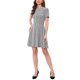 thumbnail image 1 of Vestido de tweed a cuadros INSPIRE CHIC para mujer, con cuello redondo, manga corta, estilo A-line, vestido mini vintage XL negro, 1 of 6