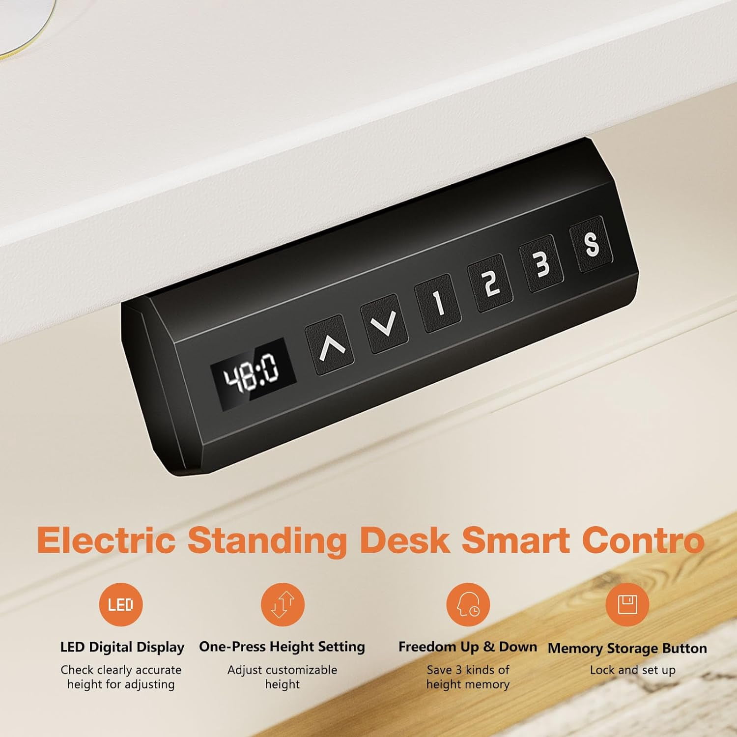 Electric Stand up Desk, 55'' Wide Desktop with Adjustable Height, Standing Computer Desk for Home Ofiice, White