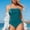 Blue, variant on Ayolanni Girls Swimsuit One-Piece Push-Up Tummy Control Ruffled Swimwear Solid Flowy Open Back Strapless Bandeau Bathing Suit Black L