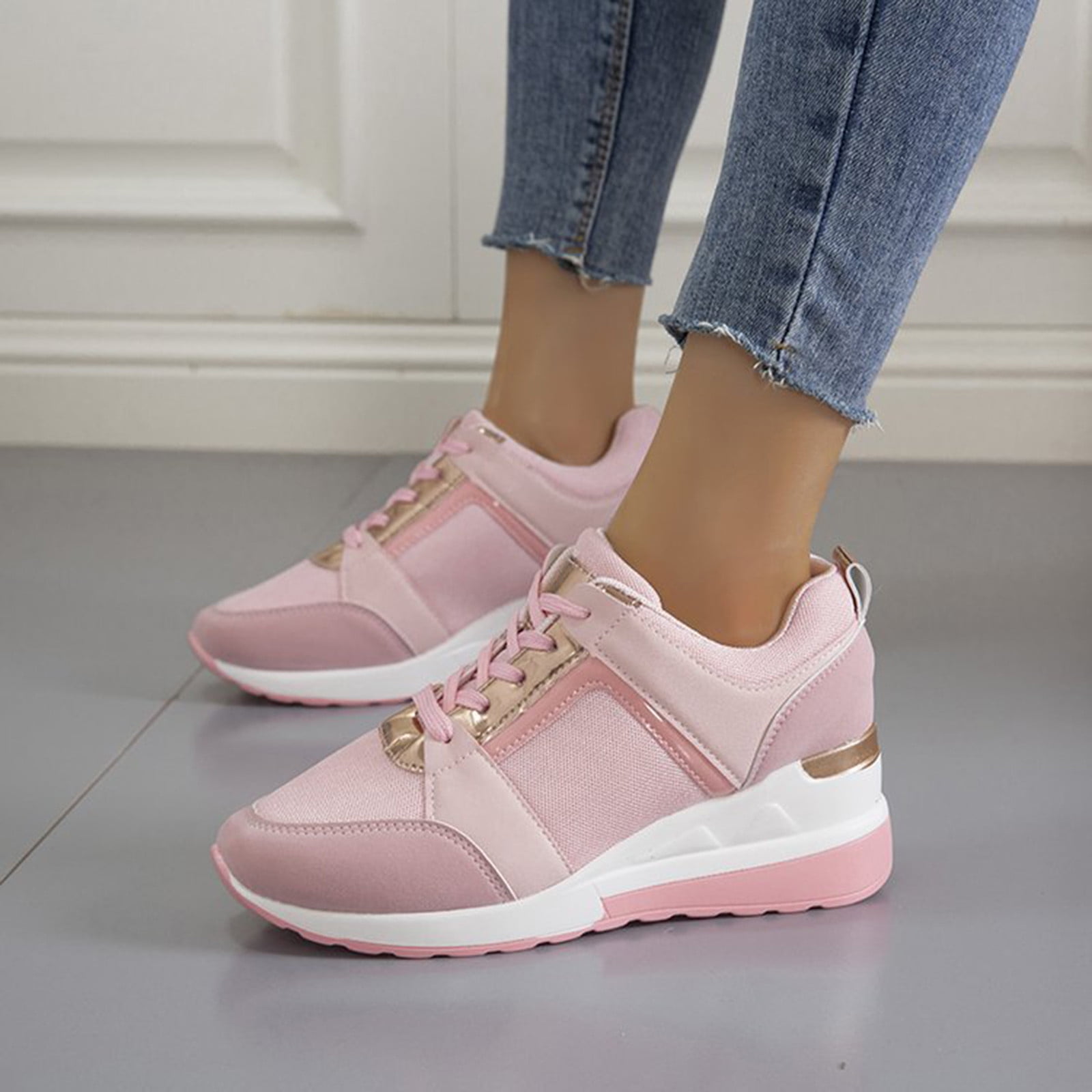 Sopiago Ladies Sneakers Women's Shoes Walking Lightweight Tennis Fashion Sneakers Sports Workout Gym Shoes for Running Pink,42