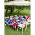 thumbnail image 4 of Outdoor Tablecloth with Umbrella Hole for Patio/Picnic/Party/Camping, Blue Red Tie-dye Waterproof Table Cloth Rectangle Table Cover Washable, Vintage American Stars Abstract Art (60"x 84"), 4 of 8