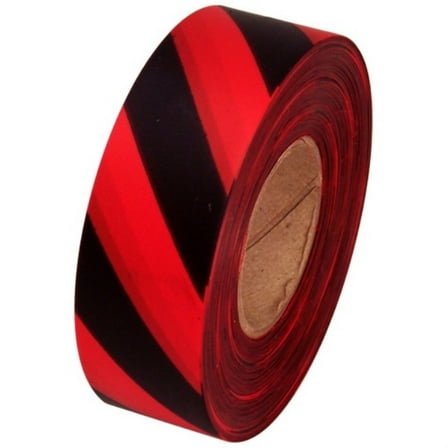 Tape Planet Red and Black Safety Striped Flagging Tape 1 3/16" x 31.200 ft Roll Non-Adhesive
