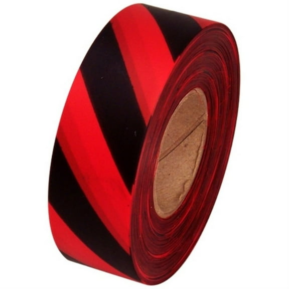 Tape Planet Red and Black Safety Striped Flagging Tape 1 3/16" x 31.200 ft Roll Non-Adhesive