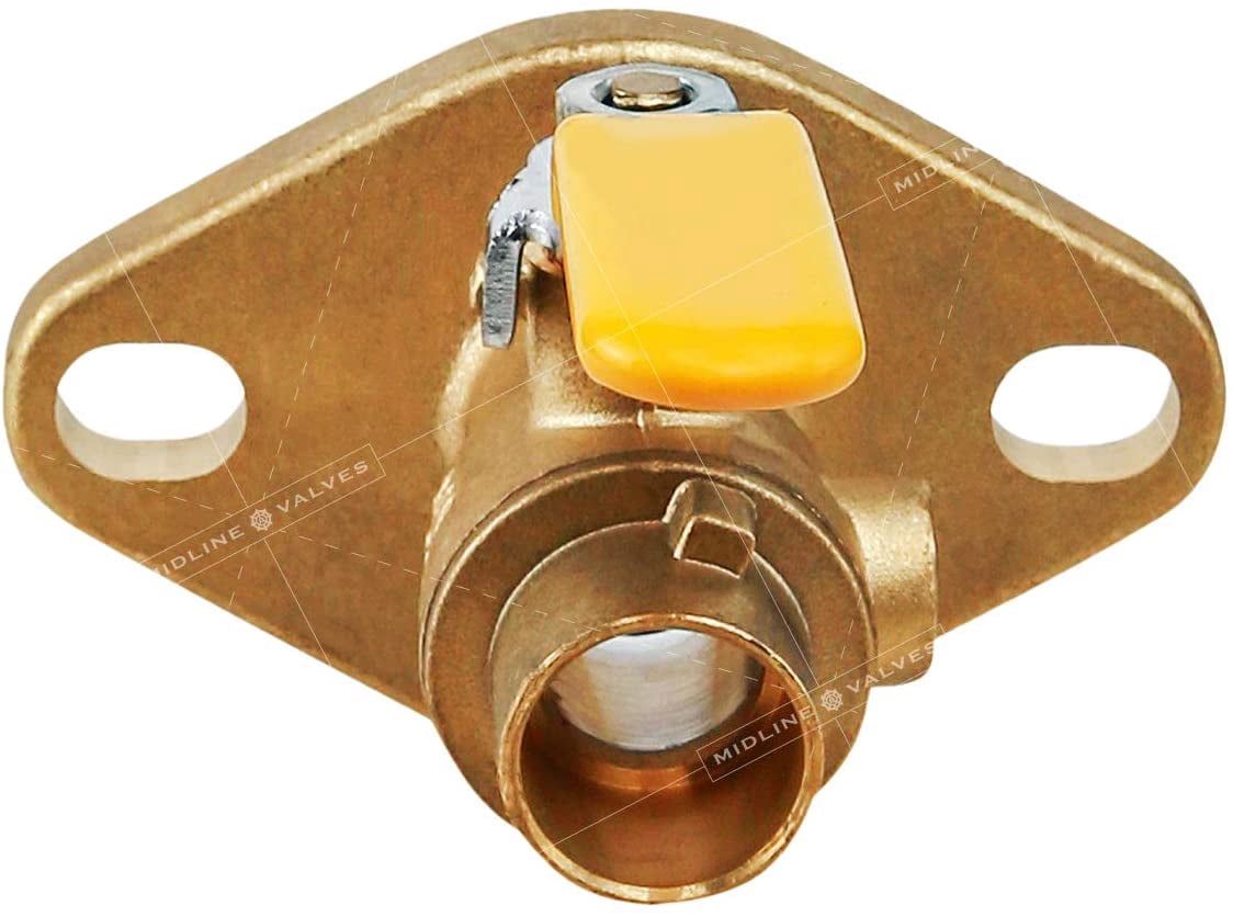 Midline Valve Full Port Ball Valve, with Flange, Water Shutoff, Flow Control in Pipeline, Brass, 1-1/4 in. Sweat Connection
